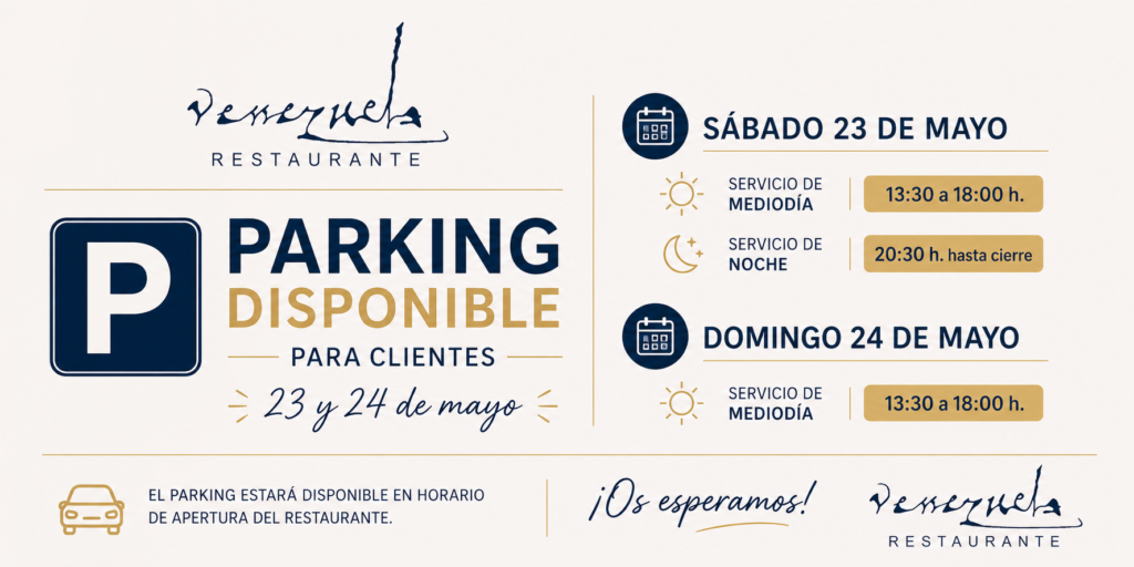 Parking disponible para clientes 23 y 24 de mayo 2026