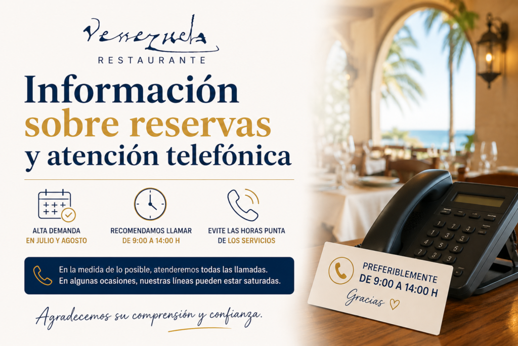 Información sobre reservas y atención telefónica